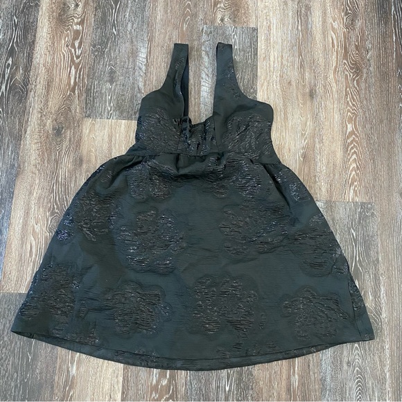 Maeve Anthropologie Black Sleevless Metallic Jacquard Mini Dress 10 MSRP $180. - Picture 2 of 7